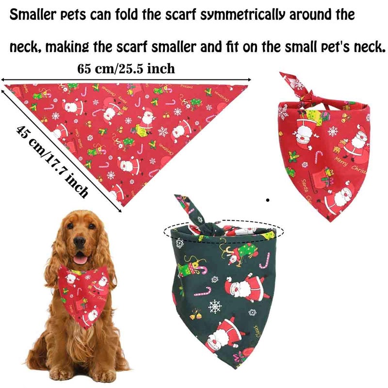 GABraden 4 Pack Merry Christmas Dog Bandana Reversible Trianqle Bibs Scarf,Adjustable Christma Santa Hat for Dogs (One Size, Christmas) - Image 3